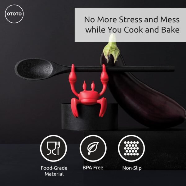 OTOTO Red the Crab Silicone Utensil Rest - Kitchen Gifts, Si... - Image 2