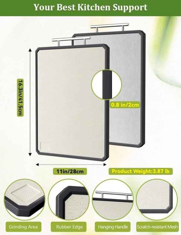 Titanium Cutting Boards for Kitchen, 2 in 1 Metal Cutting Bo... - Image 5