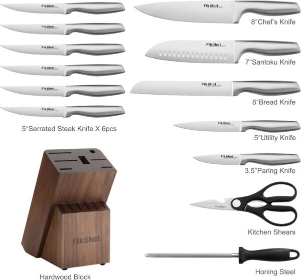 Knife Block Set, Kitchen Knife Sets with Block, FIKSHOT Kniv... - Image 5