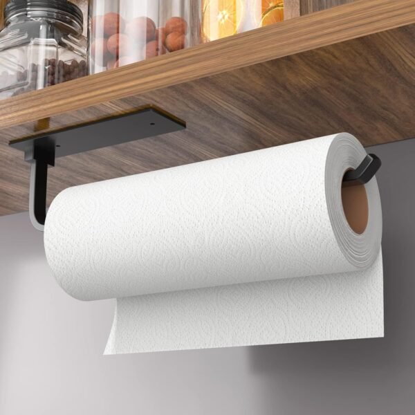 Paper Towel Holder - Self-Adhesive or Drilling, Matte Black,...
