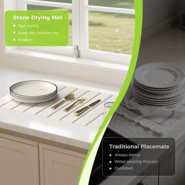 Large Dish Drying Mat for Kitchen Counter Foldable, 25"x16"A... - Image 4