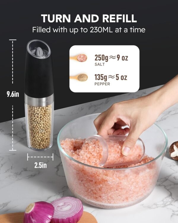 FORLIM Electric Salt and Pepper Grinder Set, Upgraded 9 Oz C... - Image 3