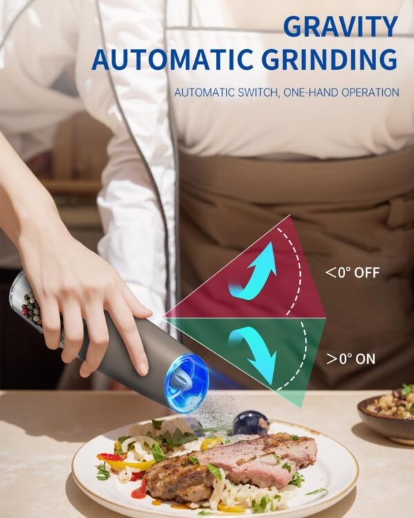 CIRCLE JOY Gravity Electric Salt and Pepper Grinder Set Auto... - Image 2
