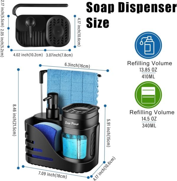 Kitchen Soap Dispenser Set, 4-in-1 Dual Hand and Dish Soap D... - Image 6