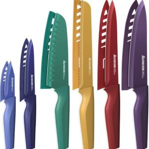 Astercook Knife Set, 12 Pcs Color-Coded Kitchen Knives Set, ...