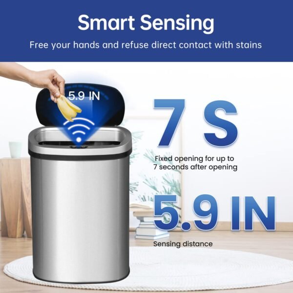 Kitchen Trash Can with Lid, 13 Gallon Automatic Garbage Can ... - Image 4