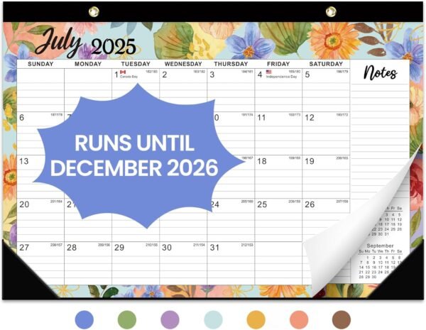 Desk Calendar 2025-2026, 18 Months Calendar Runs from July 2...