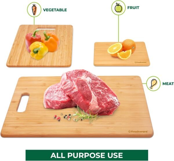 Bamboo Cutting Boards for Kitchen [Set of 3] Wood Cutting Bo... - Image 7