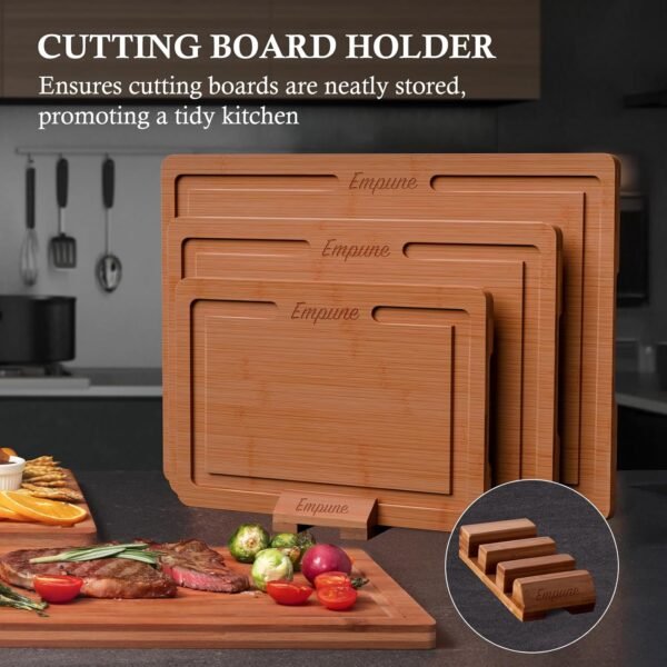 Empune Bamboo Cutting Board Set, Wood Cutting Boards for Kit... - Image 5