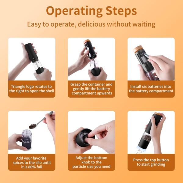 Electric Salt and Pepper Grinder Set - Adjustable Coarseness... - Image 5
