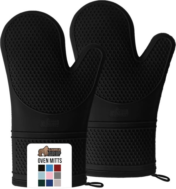 GORILLA GRIP Heat Resistant Durable Silicone Oven Mitts, BPA...