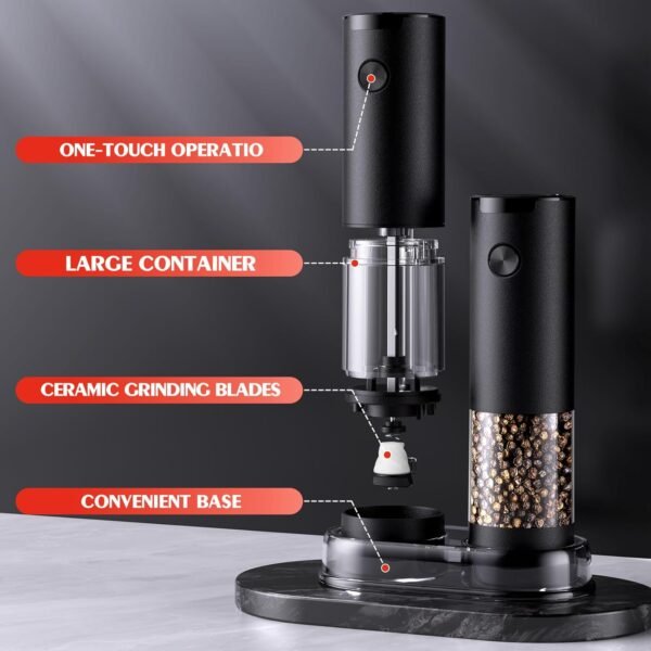Electric Salt and Pepper Grinder Set Automatic Battery Peppe... - Image 7