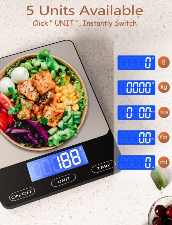 Food Scale -33lb Digital Kitchen Scale for Food Ounces Grams... - Image 2