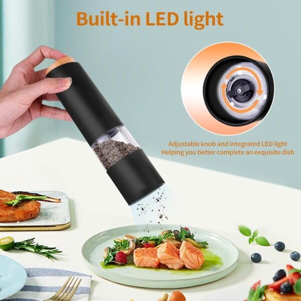 Electric Salt and Pepper Grinder Set - Adjustable Coarseness... - Image 6