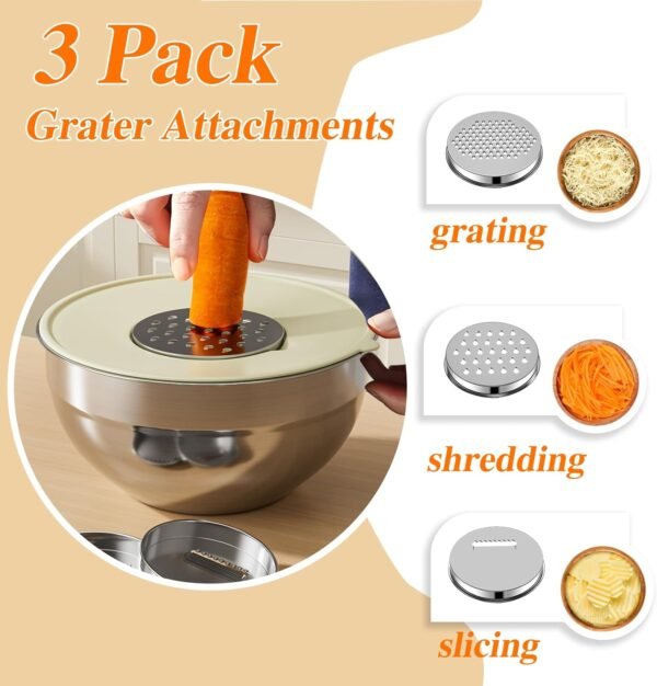 Mixing Bowls with Lids Set, 6 PCS Stainless Steel Mixing Bow... - Image 3