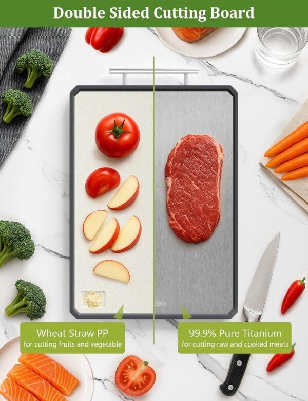 Titanium Cutting Boards for Kitchen, 2 in 1 Metal Cutting Bo... - Image 2
