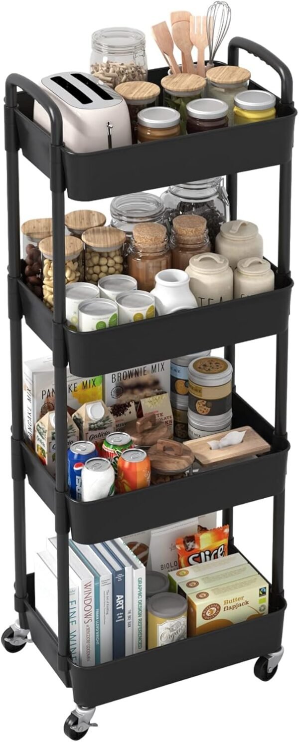 Sywhitta 4-Tier Plastic Rolling Utility Cart with Handle, Mu... - Image 8