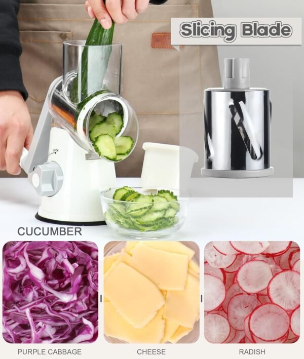 Ourokhome Rotary Cheese Grater Hand Crank, Kitchen Shredder ... - Image 4