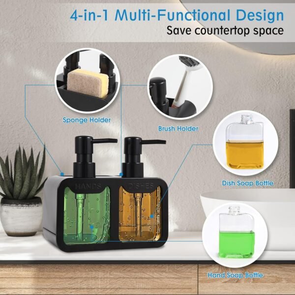 Kitchen Soap Dispenser Set, with Hand and Dish Soap, Sponge ... - Image 2