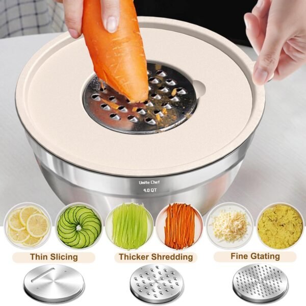 Umite Chef Mixing Bowls with Airtight Lids Set, 8PCS Stainle... - Image 8