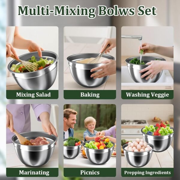 Mixing Bowls with Lids Set, 16PCS Stainless Steel Mixing Bow... - Image 6