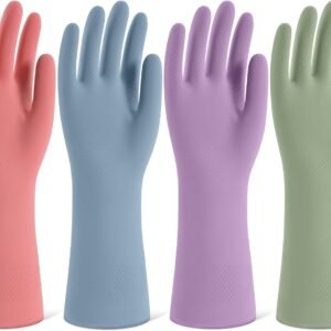 Rubber Cleaning Gloves for Dishwashing, 4 Pairs Reusable Kit...
