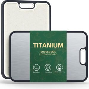 Titanium Cutting Board, Double-Sided Titanium & Straw Plasti...