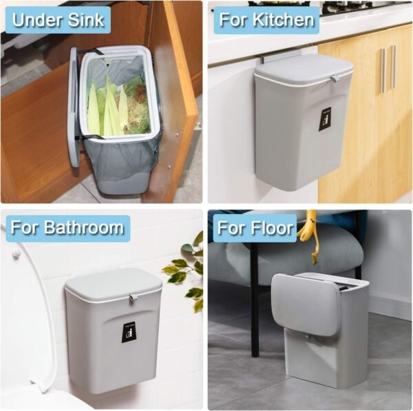 Tiyafuro 2.4 Gallon Kitchen Compost Bin for Counter Top or U... - Image 6