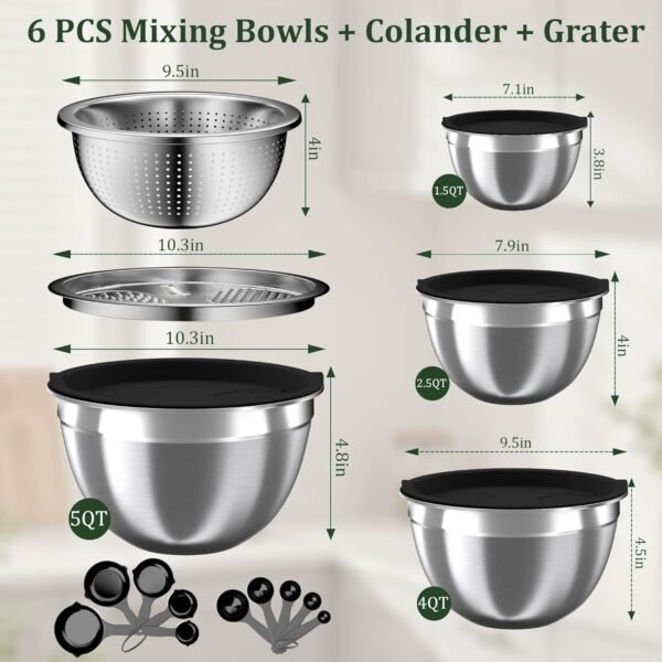 Mixing Bowls with Lids Set, 16PCS Stainless Steel Mixing Bow... - Image 7