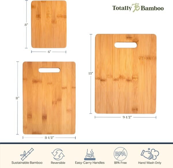 Totally Bamboo 3-Piece Bamboo Cutting Board Set – Reversible... - Image 7