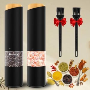 Electric Salt and Pepper Grinder Set - Adjustable Coarseness...