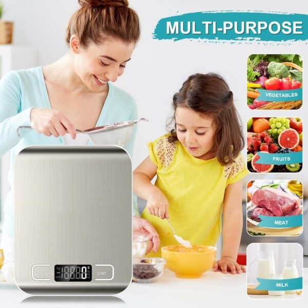 Food Scale, 11lb Kitchen Scale with 6 Units Tare Function & ... - Image 3