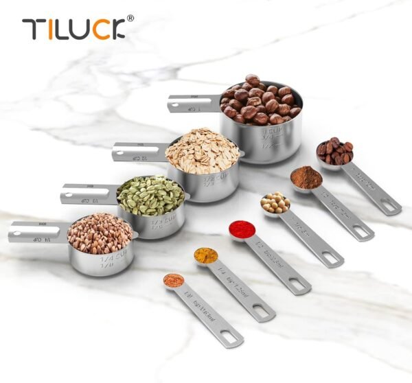 TILUCK Stainless Steel Measuring Cups & Spoons Set, Cups and... - Image 5