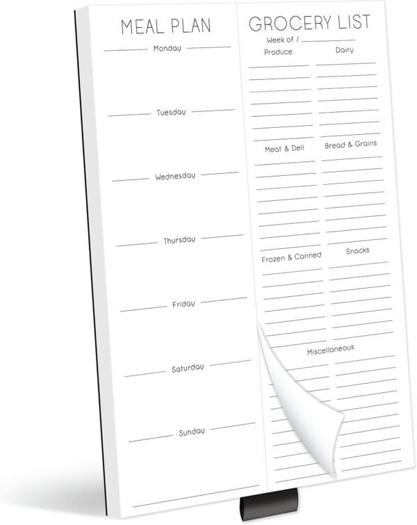 Evercio Meal Plan & Grocery List Magnetic Notepad for Refrig...