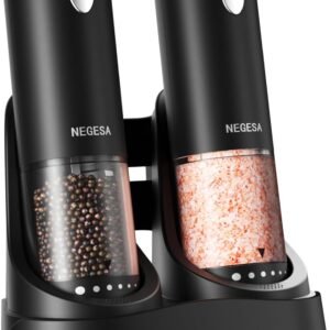 Electric Salt and Pepper Grinder Set with Rechargeable Base ...
