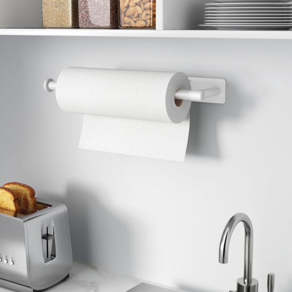 Paper Towel Holder - Self-Adhesive or Drilling, White, Wall ... - Image 7