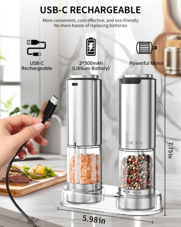 CIRCLE JOY Rechargeable Electric Salt and Pepper Grinder Set... - Image 3