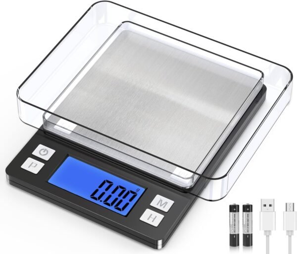 BOMATA 0.01g/1kg Upgraded Small Digital Scale, USB Rechargea...