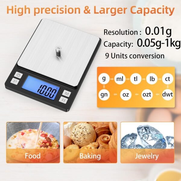 BOMATA 0.01g/1kg Upgraded Small Digital Scale, USB Rechargea... - Image 2