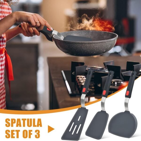 Silicone Spatula Turner Set of 3, Beijiyi 600°F Heat Resista... - Image 7