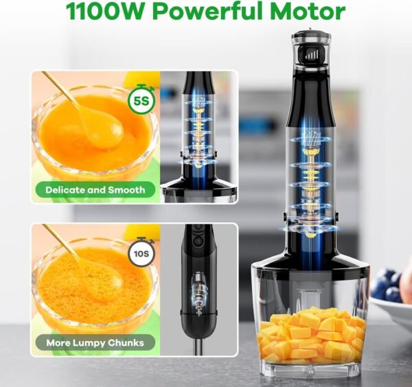 Immersion Blender Handheld Corded Hand Blenders Set 1100W, T... - Image 2