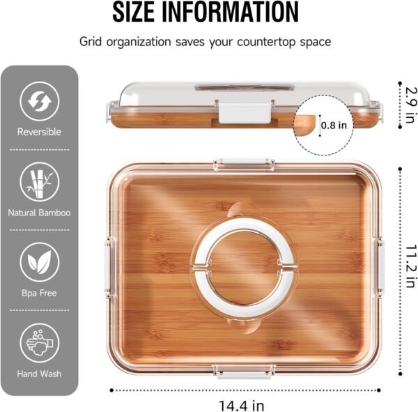 Charcuterie Board with Clear Lid, Travel Portable Cheese Boa... - Image 2