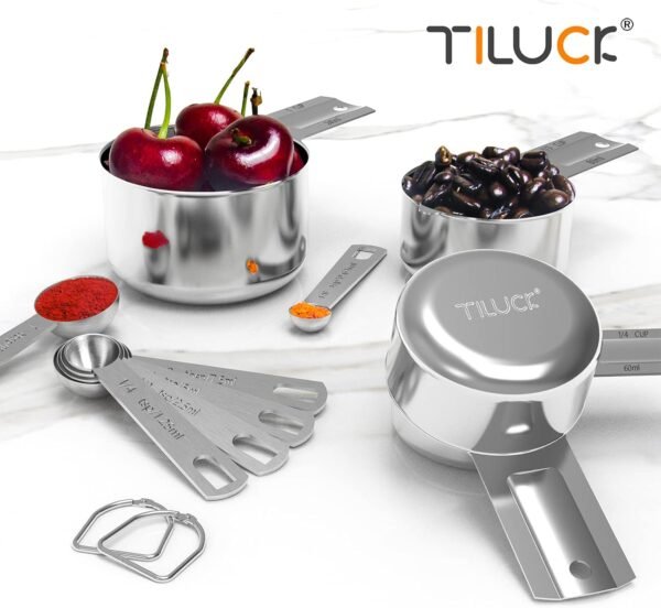 TILUCK Stainless Steel Measuring Cups & Spoons Set, Cups and... - Image 6