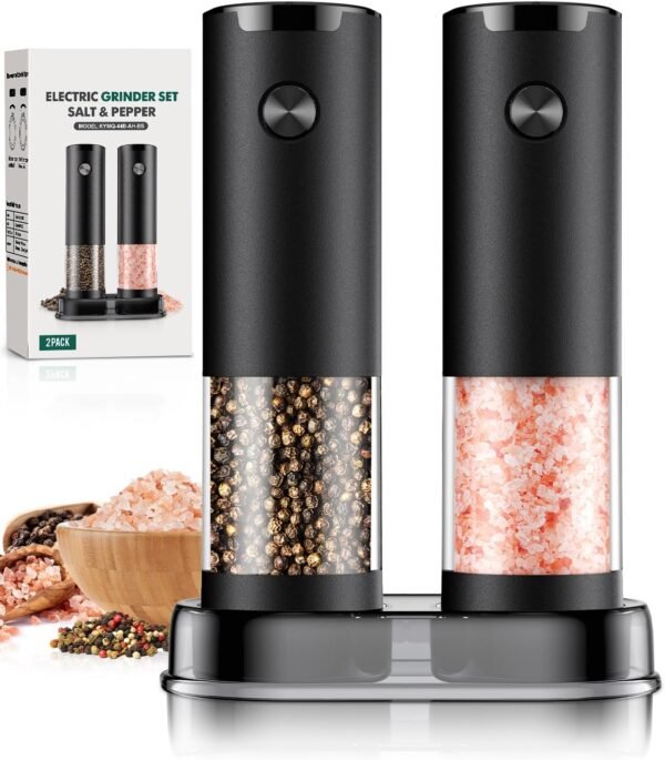 Electric Salt and Pepper Grinder Set Automatic Battery Peppe...