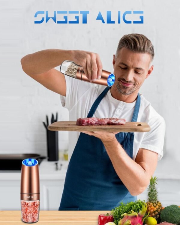 Gravity Electric Pepper and Salt Grinder Set, Adjustable Coa... - Image 8