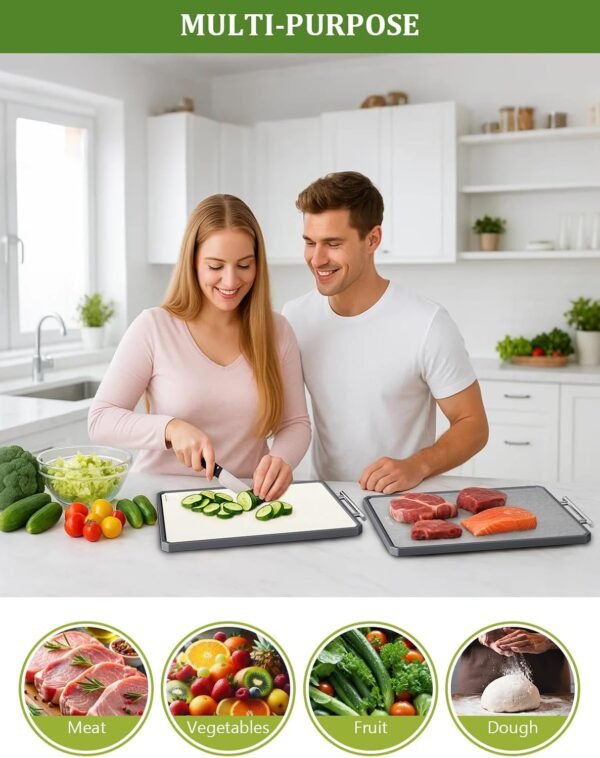 Titanium Cutting Boards for Kitchen, 2 in 1 Metal Cutting Bo... - Image 6