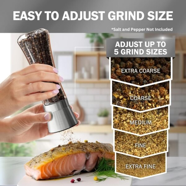 Home EC Premium Stainless Steel Sea Salt and Pepper Grinder ... - Image 3