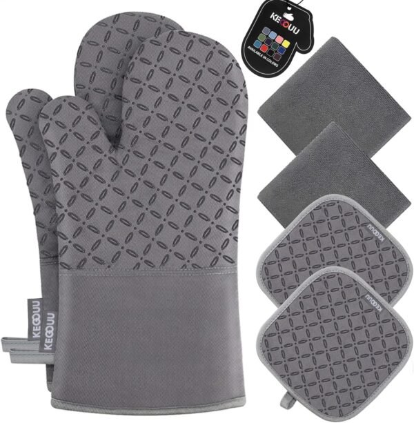 KEGOUU Oven Mitts and Pot Holders 6pcs Set, Kitchen Oven Glo...