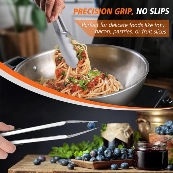 Hotec Stainless Steel Kitchen Tongs Set of 2 - 9" and 12", L... - Image 6