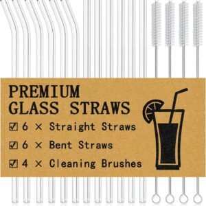 Piteno® 16-Pack Reusable Glass Straws, Clear Glass Drinking ...